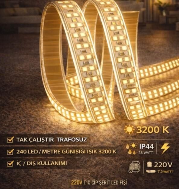 HORTUM LED GÜNIŞIĞI 240 ÇİPLİ 220 VOLT YAPIŞKANLI CATA CT-4596