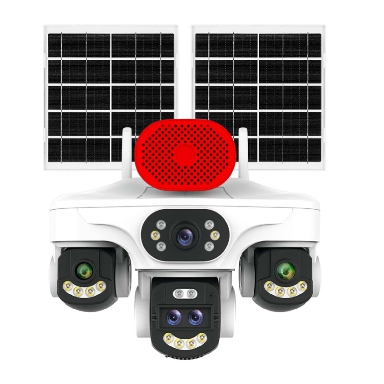 O-KAM OK-500 4G Solar Sim Kartlı 4 Lens Siren + 10X Optic + Mikrofon + Hoparlör