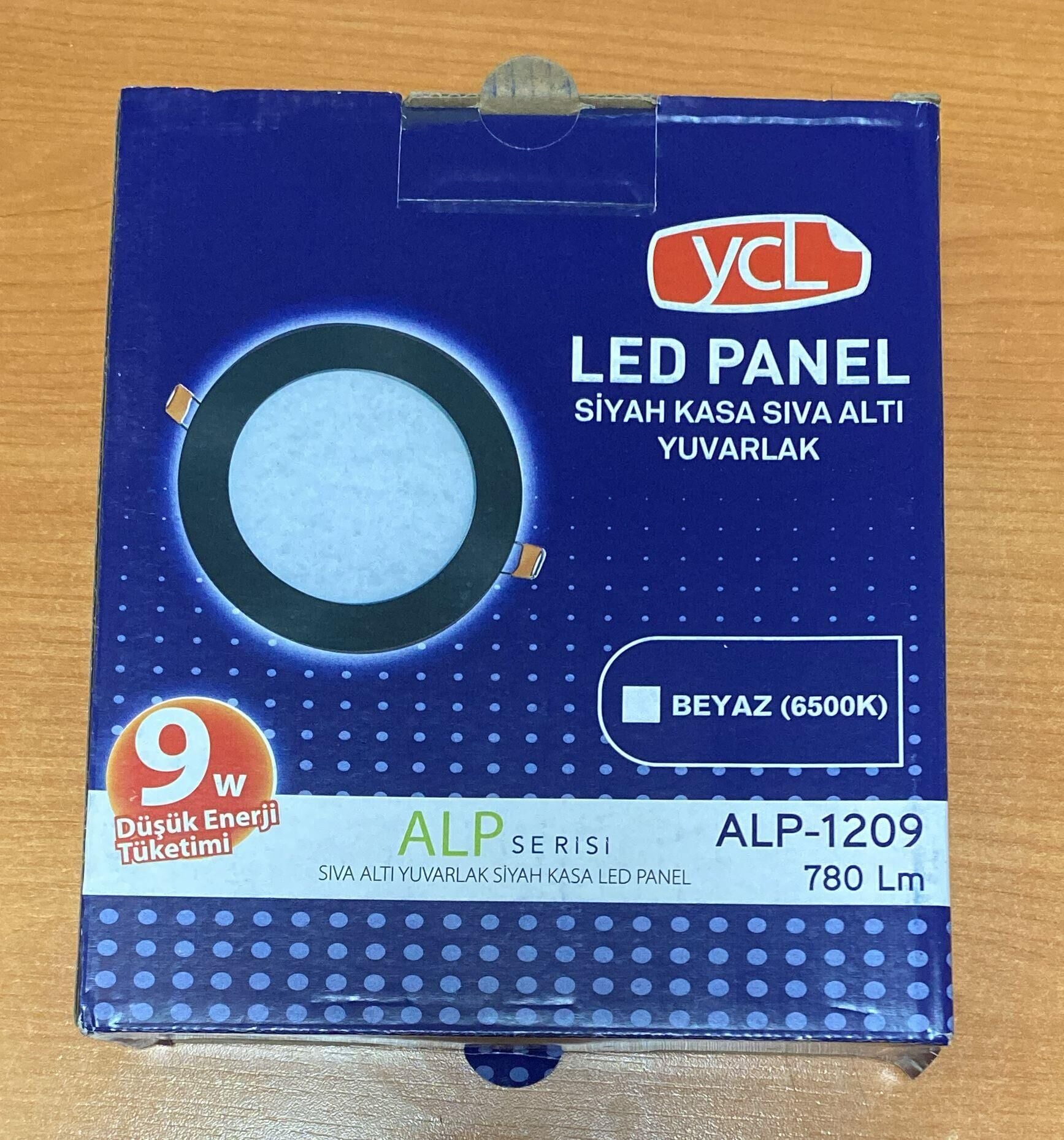 YCL ALP-1209 LED PANEL 9 WATT SLİM YUVARLAK SİYAH KASA BEYAZ