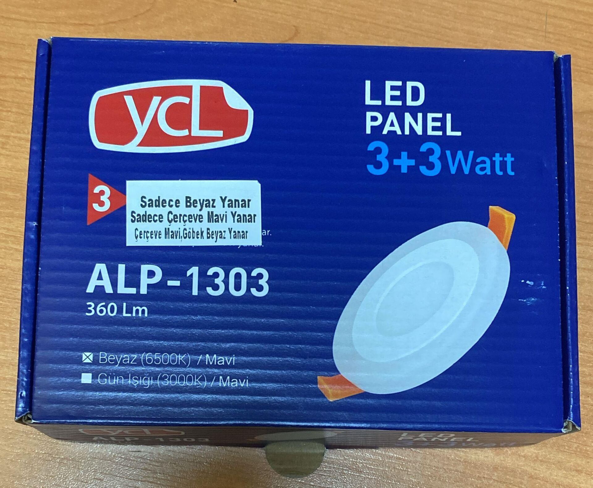 YCL ALP-1303 LED PANEL 3+3 WATT MAVİ+ BEYAZ 3 FONKSIYONLU