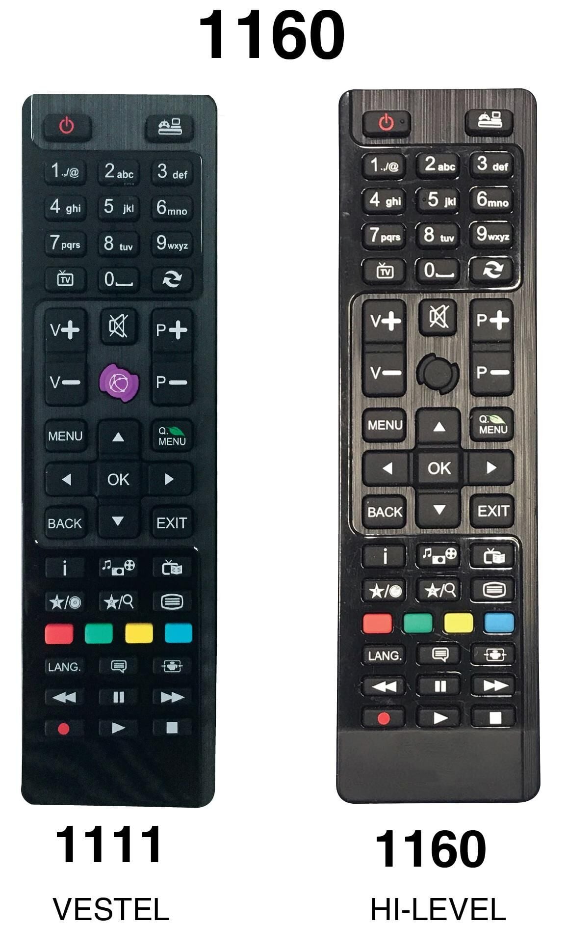 KUMANDA 1160  KK1125-HI LEVEL,VESTEL SİYAH TUŞLU 55HL500