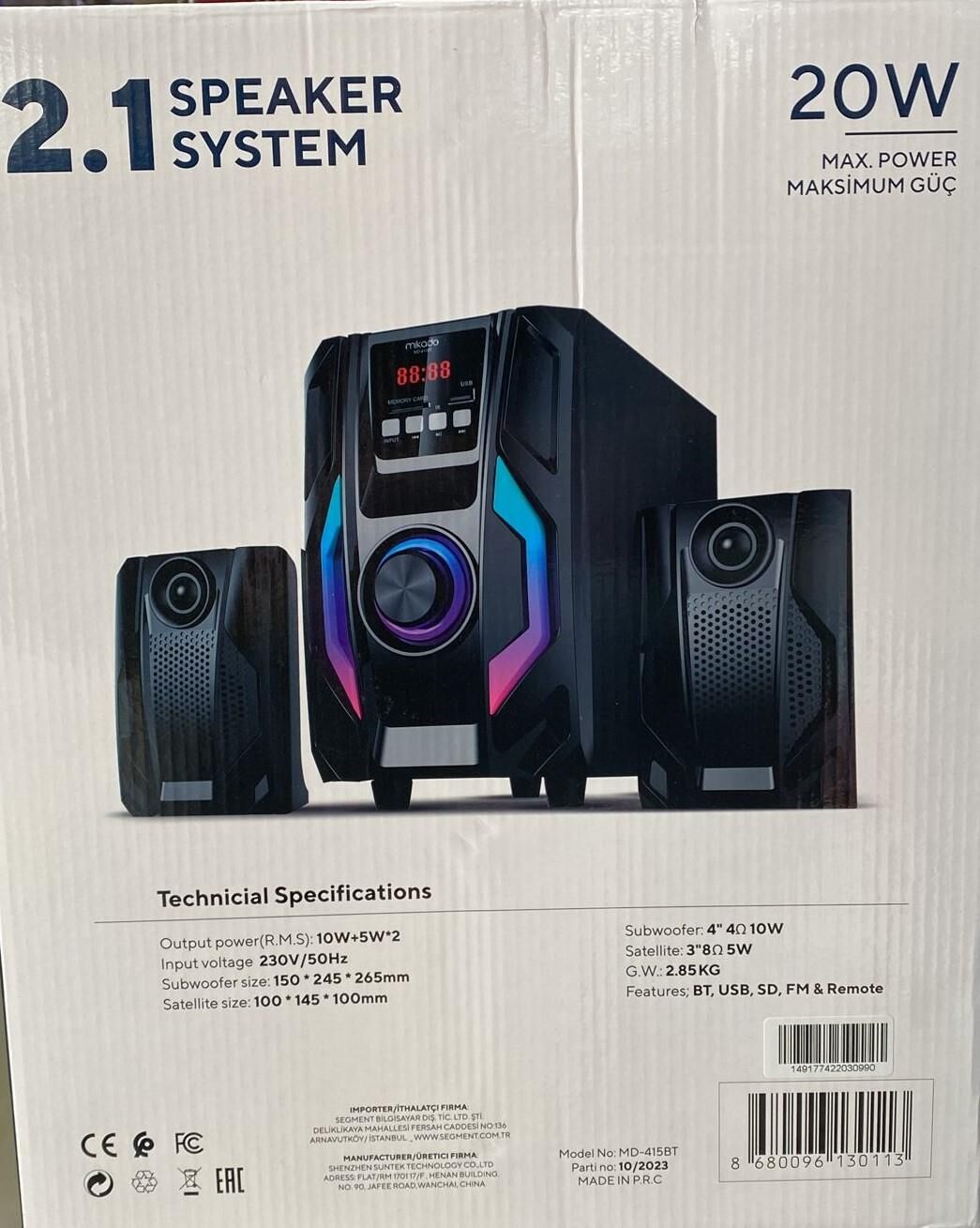 MİKADO MD-415BT 2+1 BT/SD/USB/FM HOPARLÖR