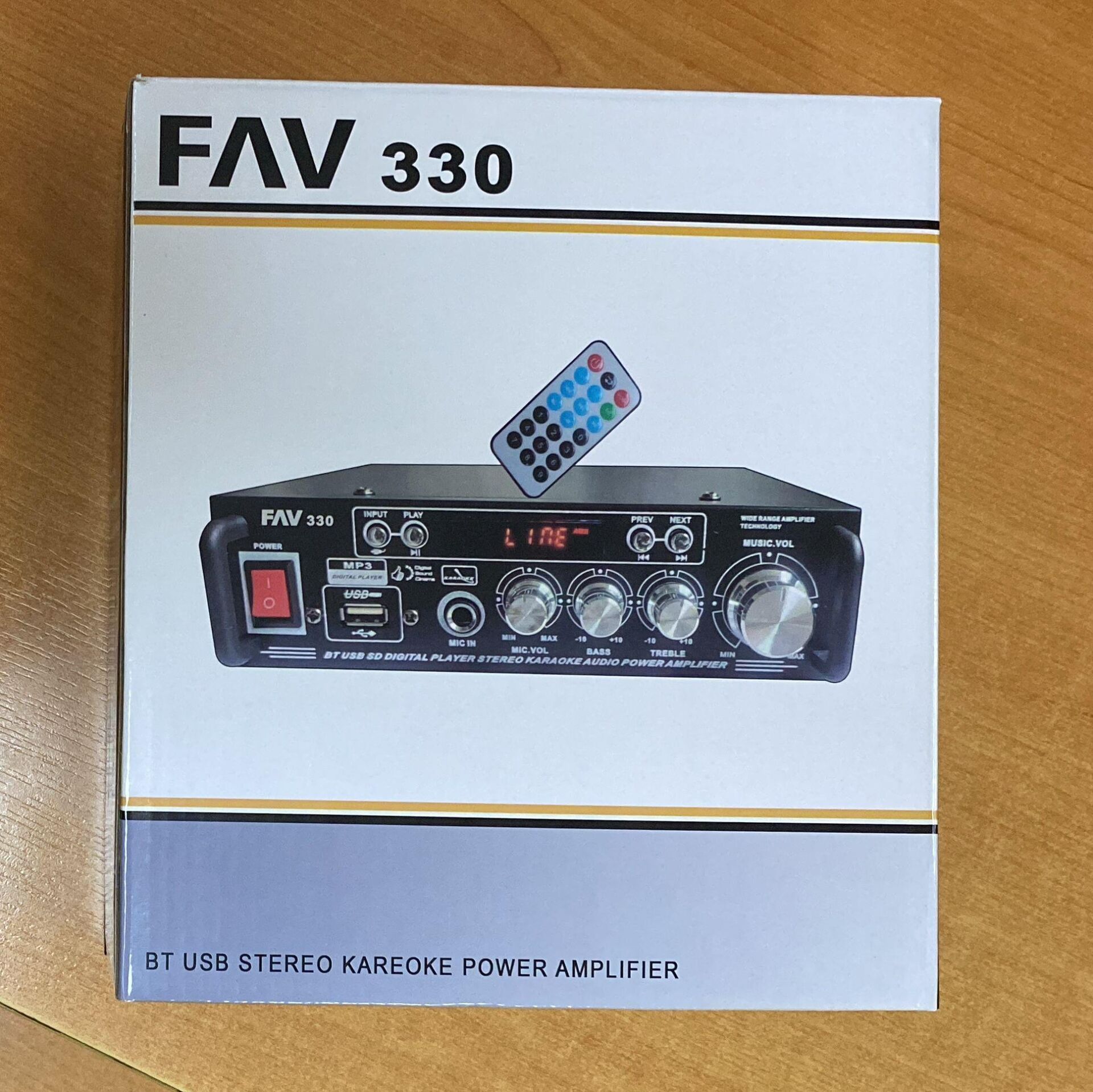 FAV 330-BT-USB STEREO-2X30 WATT 220 VE 12 VOLT GİRİŞLİ KUMANDALI POWER ANFİ