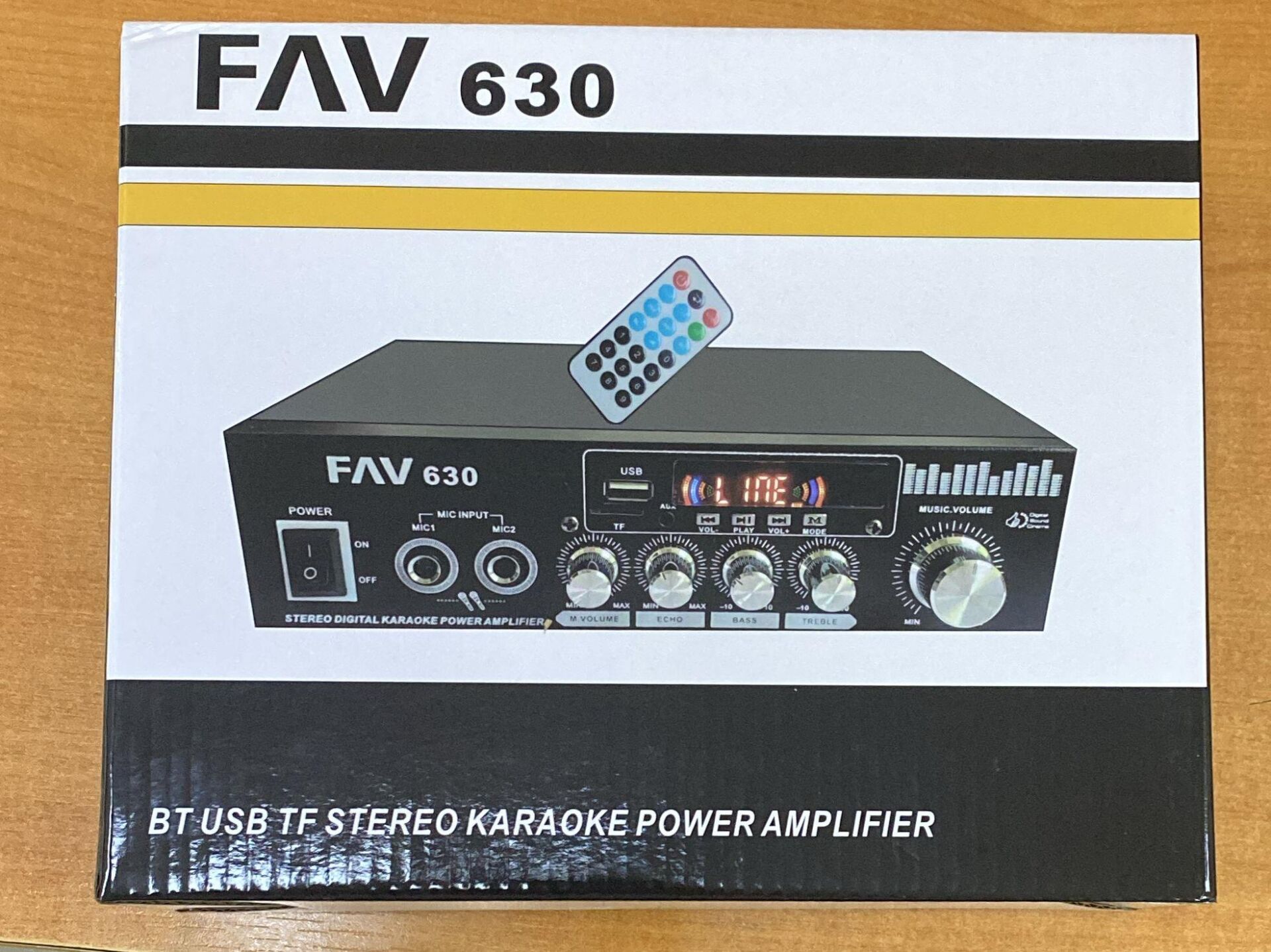FAV 630-BT-USB STEREO-2X40 WATT 220 VE 12 VOLT GİRİŞLİ KUMANDALI POWER ANFİ