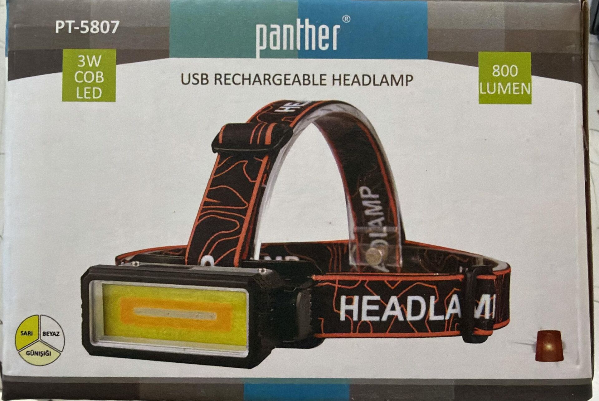 PANTHER PT-5807 USB ŞARJLI KAFA LAMBASI
