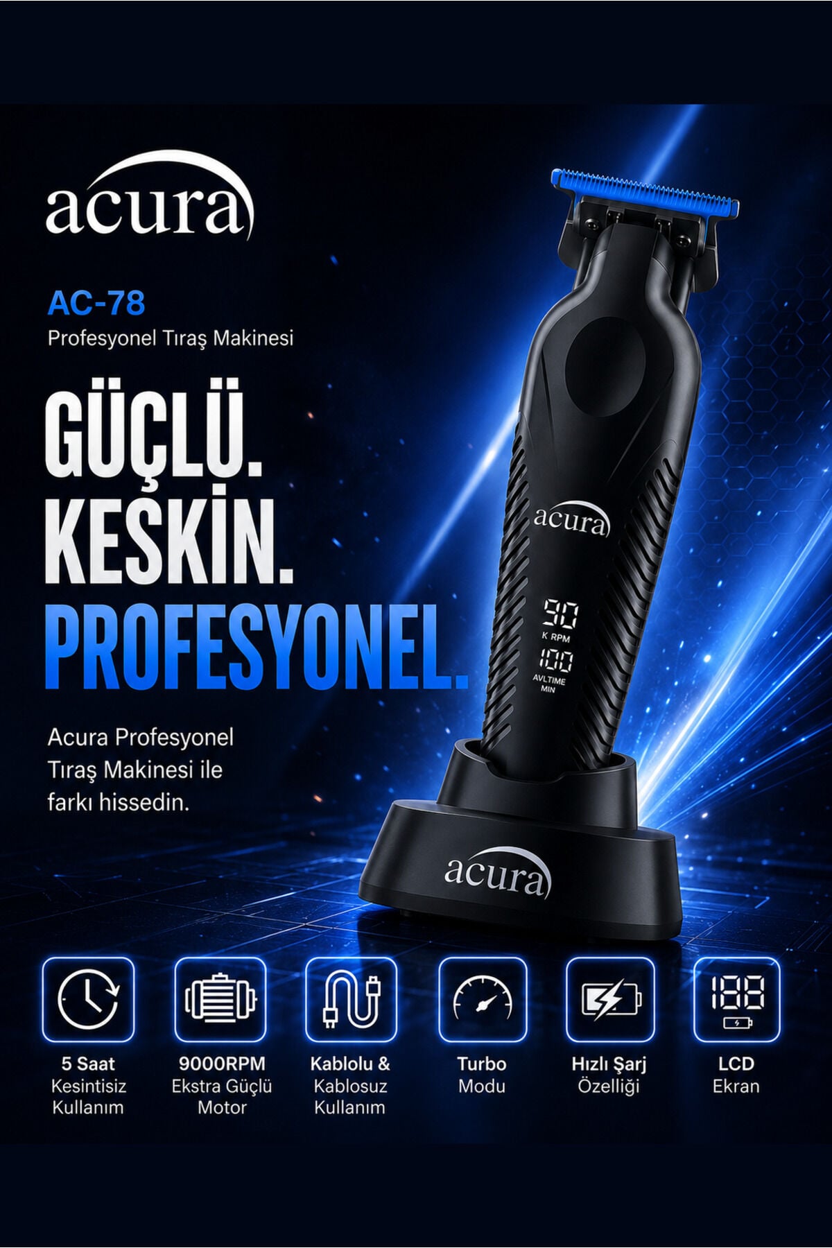 ACURA AC-78 ŞARJLI TRAŞ MAKİNASI