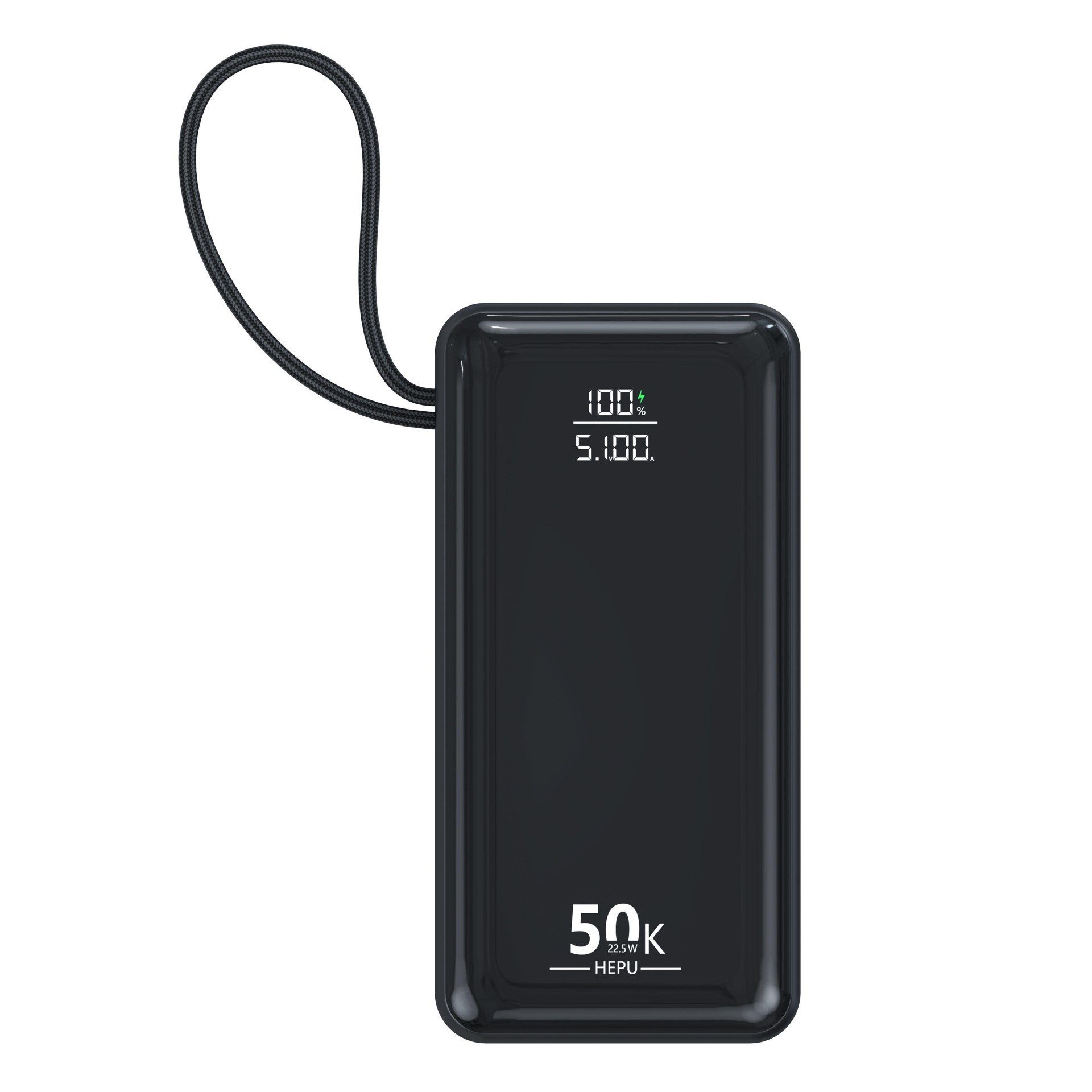 HEPU HP-255 50.000 mAh Süper Kapasiteli 22.5W PD Hızlı Şarjlı Powerbank – 3 Kablolu LED