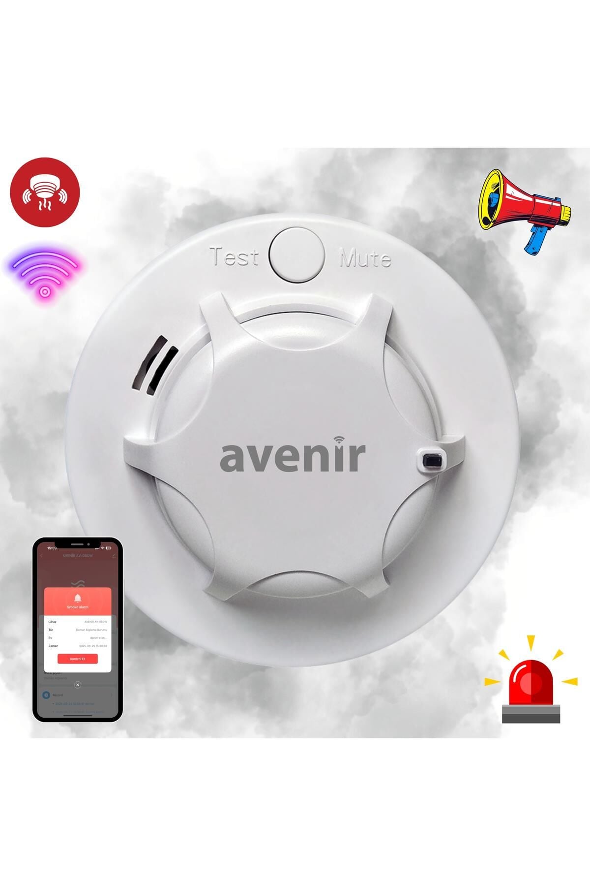 AVENİR AV-06DW WİFİ DUMAN DEDEKTÖRÜ TUYA DESTEKLİ