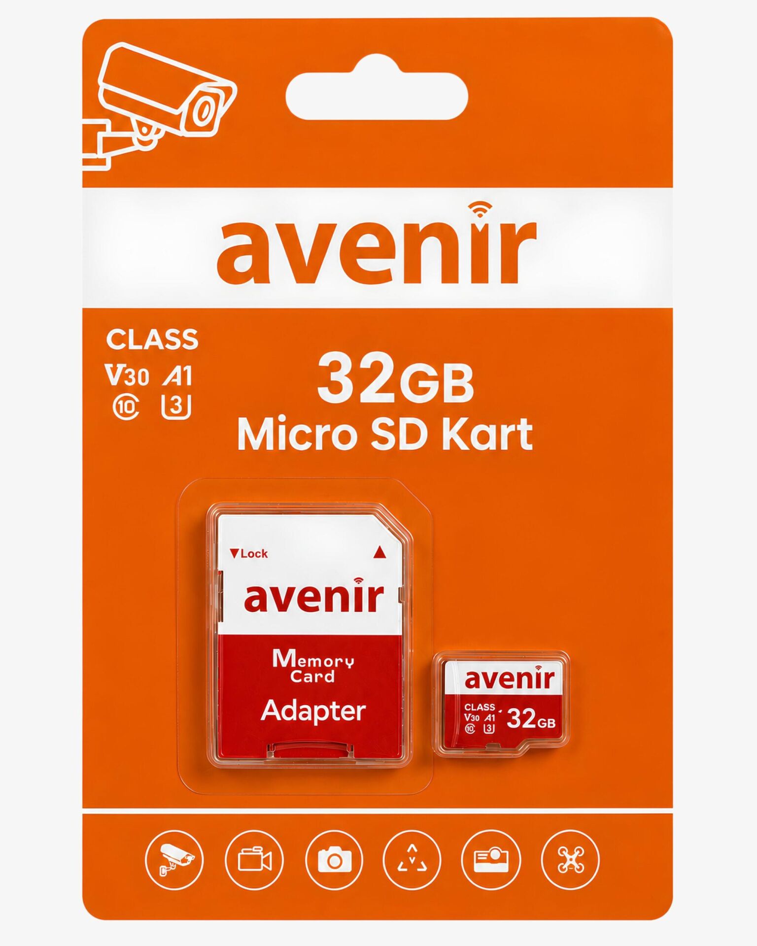 Avenir 32GB microSD Hafıza Kartı U3 V30 A1 Drone - Aksiyon - Güvenlik Kamerası İçin
