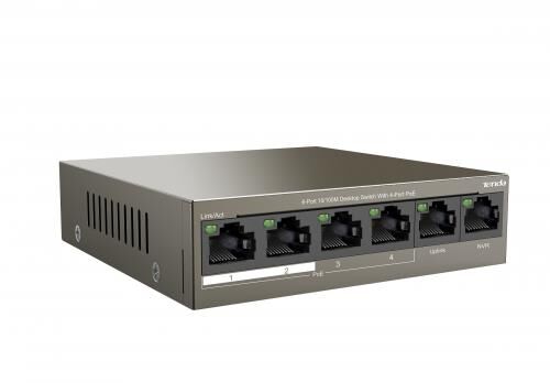 Tenda S106PC 6 Port 4 Port Poe+ 10/100 Mbps + 2 Port Uplink Switch Çelik Kasa Rack Mount