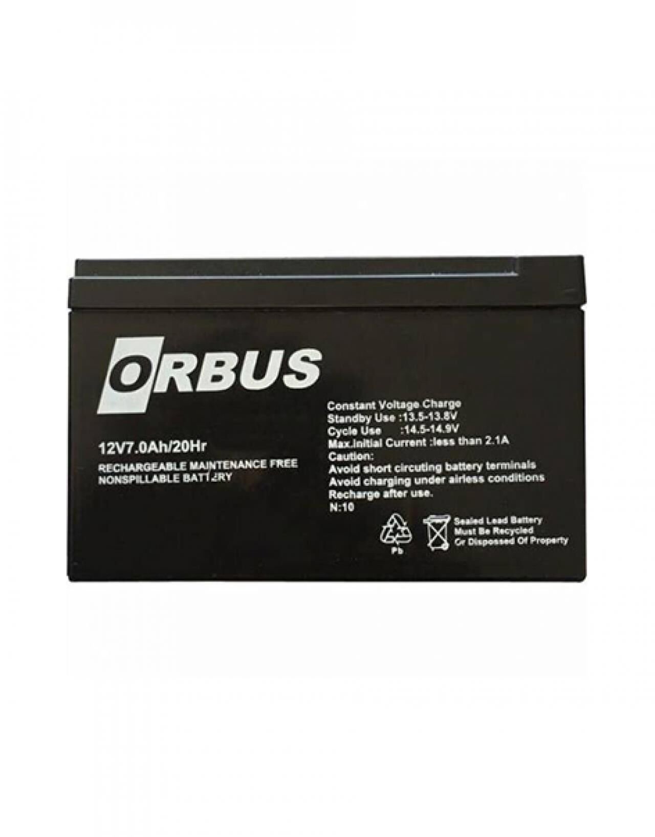 12 VOLT 7 AMPER AKÜ ORBUS ÖLÇÜLER 150*65*94 mm.2 kg.