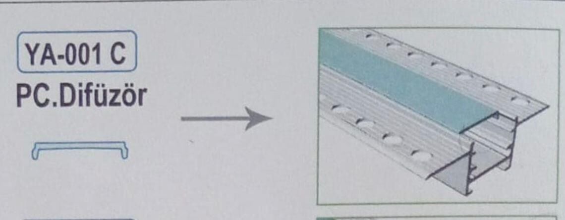 ALÇIPAN LED PROFİL KASASI CAM DAHİL YA-ALC 01-BOY 305 CM 1 BOY FİYATIDIR