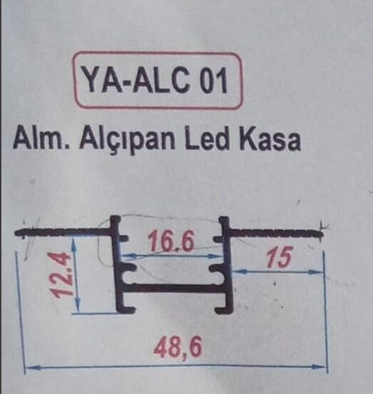 ALÇIPAN LED PROFİL KASASI CAM DAHİL YA-ALC 01-152 CM 1 BOY FİYATIDIR