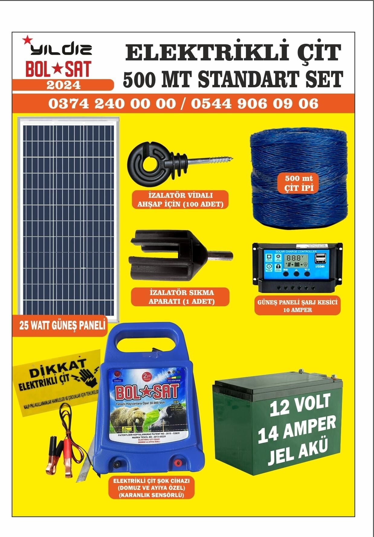 ELEKTRİKLİ ÇİT SETİ DOMUZ VE AYI İÇİN 500 MT LİK  PAKET