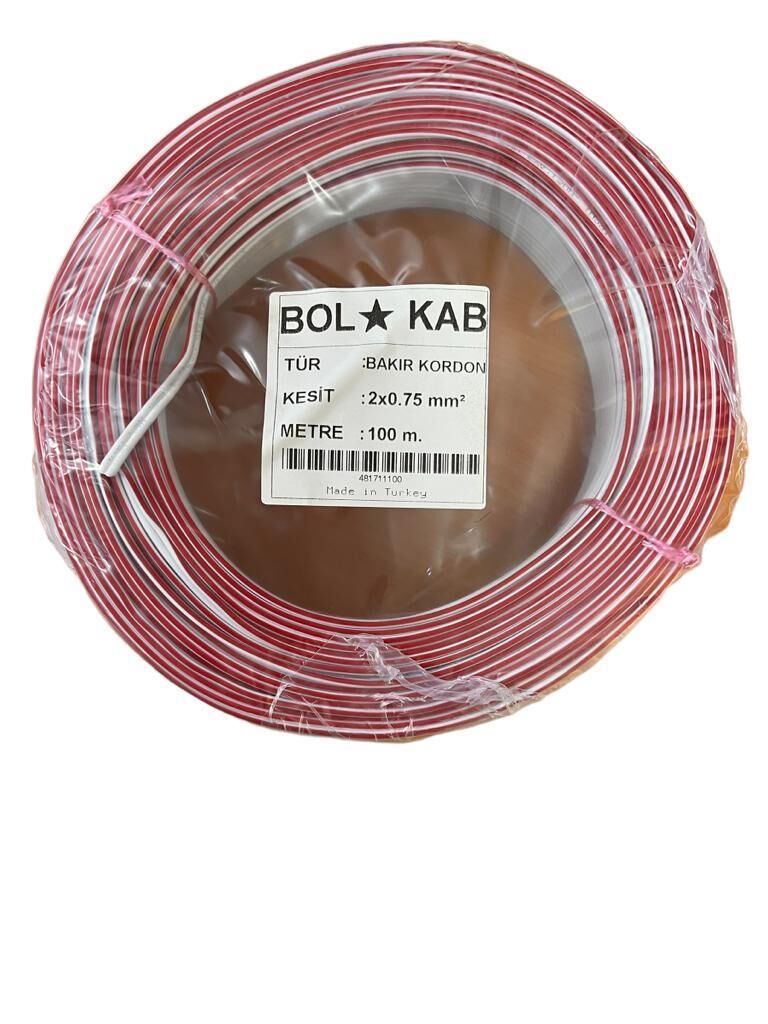 BOLKAB 2X0.75 BAKIR BEYAZ KODLU KORDON KABLO 1 MT FİYATIDIR