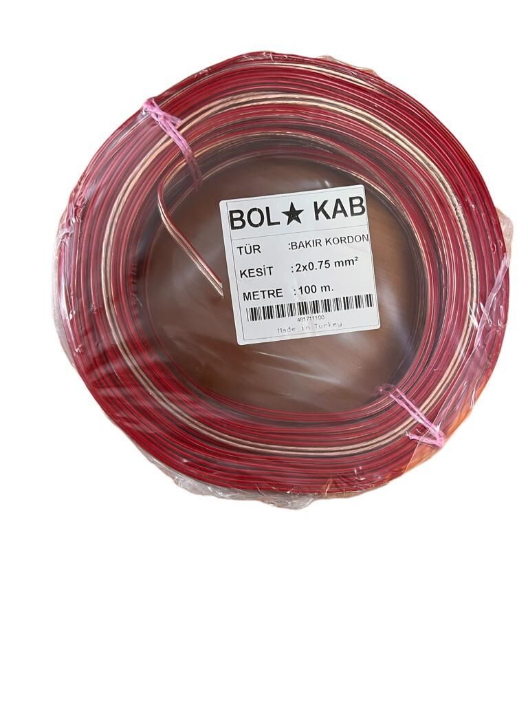 BOLKAB 2X0.75 BAKIR ŞEFFAF KODLU KORDON KABLO 1 MT FİYATIDIR
