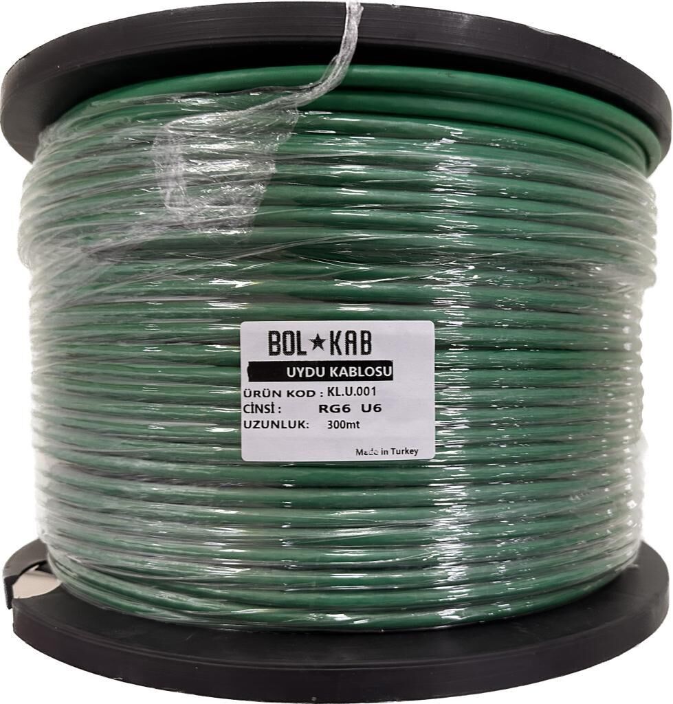 BOLKAB RG 6 U6 ANTEN KABLOSU YEŞİL 80 TELLİ 1 MT FİYATIDIR
