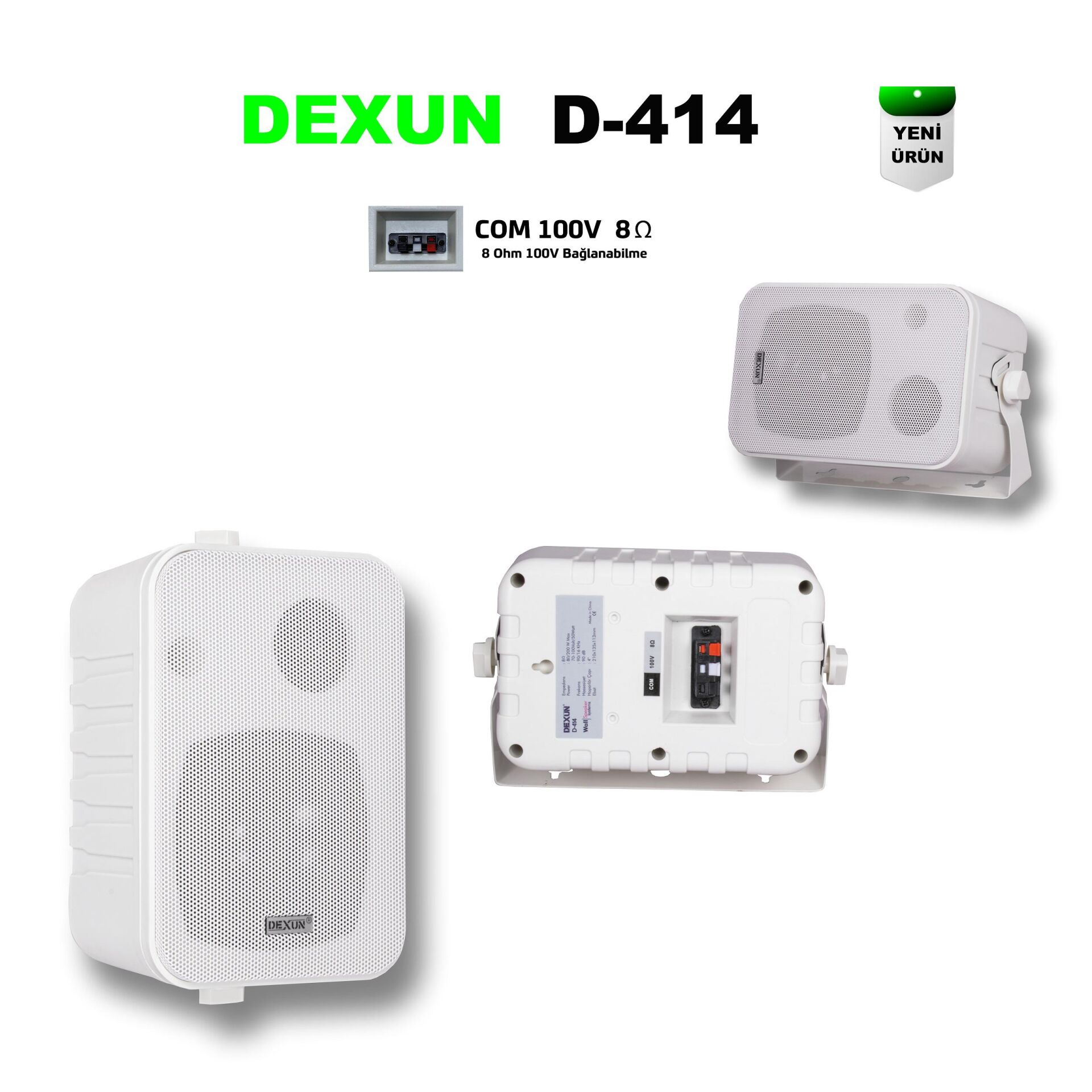 DEXUN D-414T TRAFOLU 4 İNÇ DUVAR TİPİ 210X135X113 EBAT BEYAZ KASA HOPARLÖR