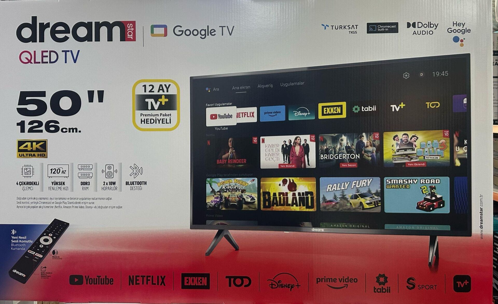 DREAMSTAR 50'' 127CM 4K ULTRA HD SMART GOOGLE TV UYDULU LED TV