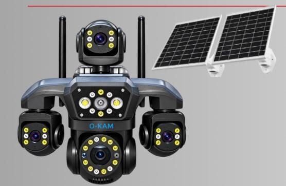 O-KAM OK-S-340 4 LENS ÇİFT PANEL 24SAAT ÇALIŞMA 4G SİM KARTLI IP KAMERA