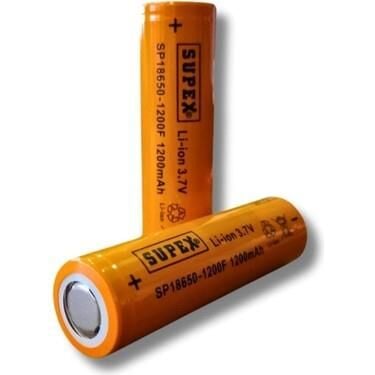 18650 3.7 VOLT 1200 MA  LİTYUM ION DÜZ KAFA ŞARJLI PİL SUPEX 1 ADET FİYATIDIR