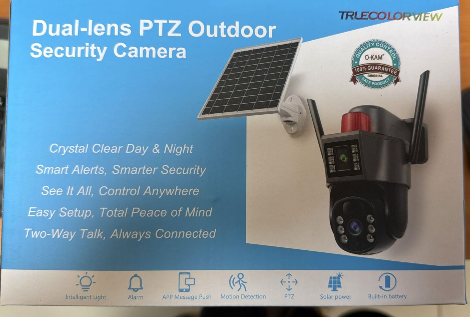O-KAM 7015 4G SİM KARTLI Solar 6MP PTZ 2 LENS 3 GÖRÜNTÜ + Siren + Alarm + Hoparlör + Mikro