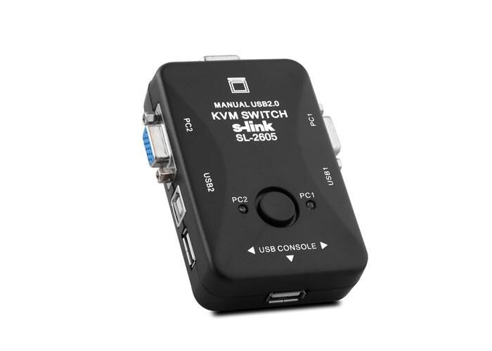 S-LİNK SL-325 2PORT VGA KABLOLU KVM SWİTCH