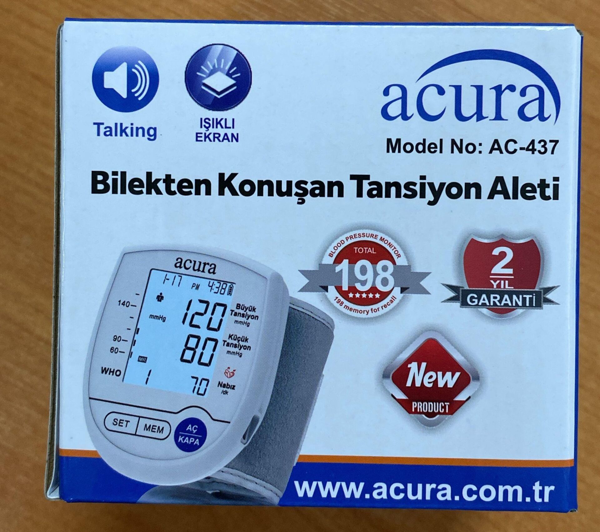 TANSİYON ALETİ BİLEKTEN ÖLÇME ACURA AC-437