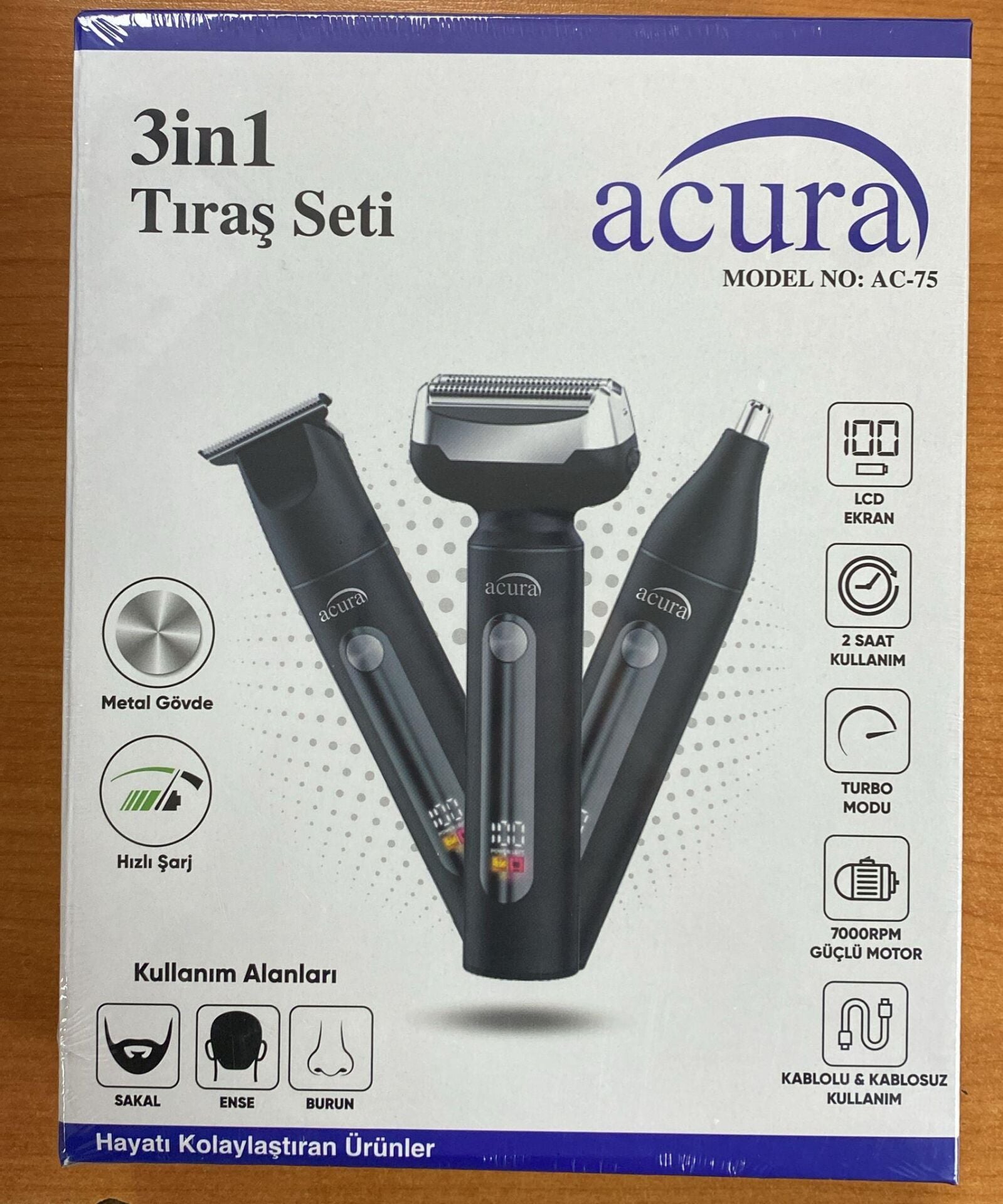 ACURA AC-75 ŞARJLI TRAŞ MAKİNASI 3İN1