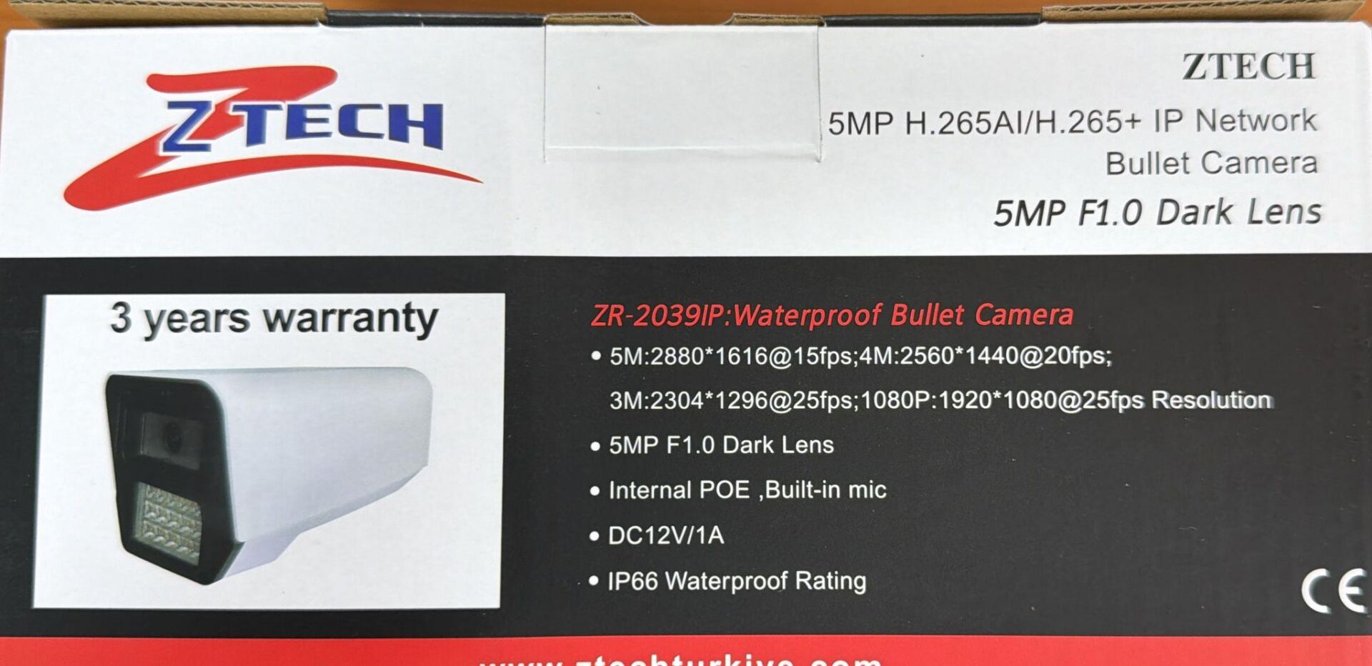 ZTECH ZR-2039 5MP 12LED BÜYÜK KASA FULLCOLOR + MİKROFON BULLET DIŞ MEKAN METAL IP KAMERA