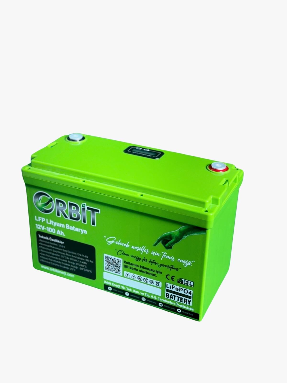 12 VOLT 100 AMPER 6000 CYCLE LİFEPO4 EKRANLI LİTYUM AKÜ ORBİT