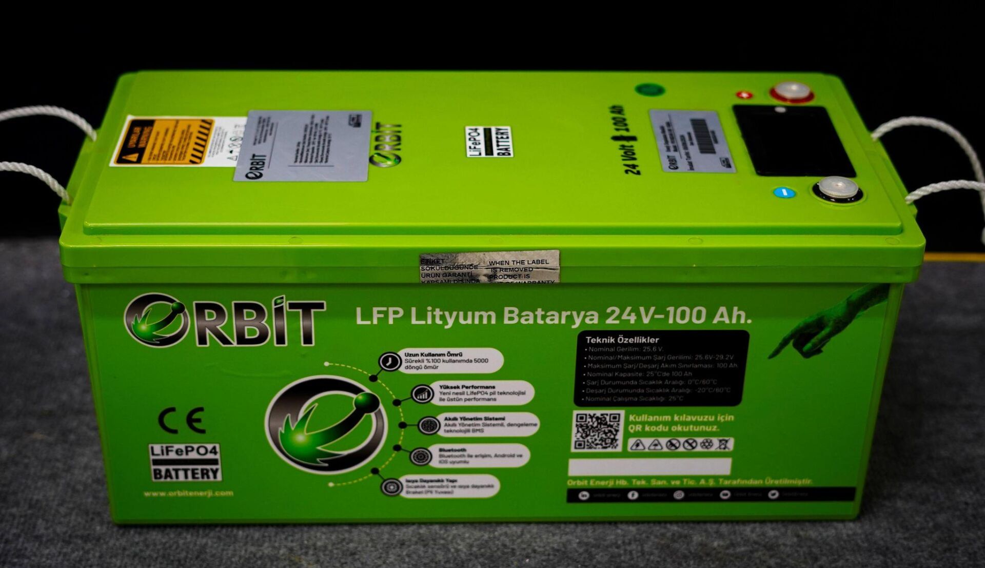 24 VOLT 100 AMPER 6000 CYCLE LİFEPO4 EKRANLI LİTYUM AKÜ-ORBİT