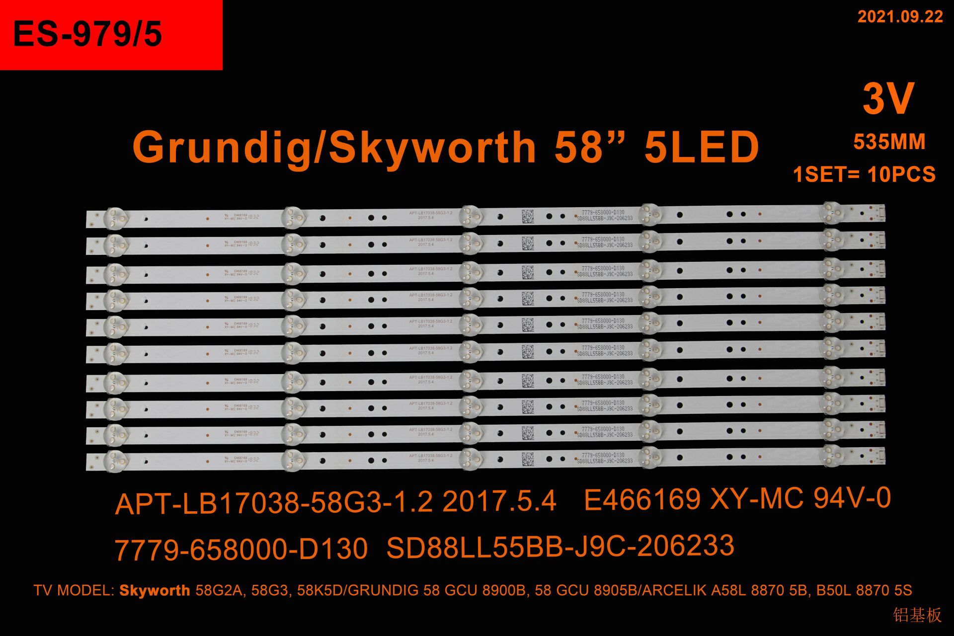 TV LED BAR 2307 TAKIM 10 LU-58GCU8900B-A58L8870-ES-979-WİNKEL