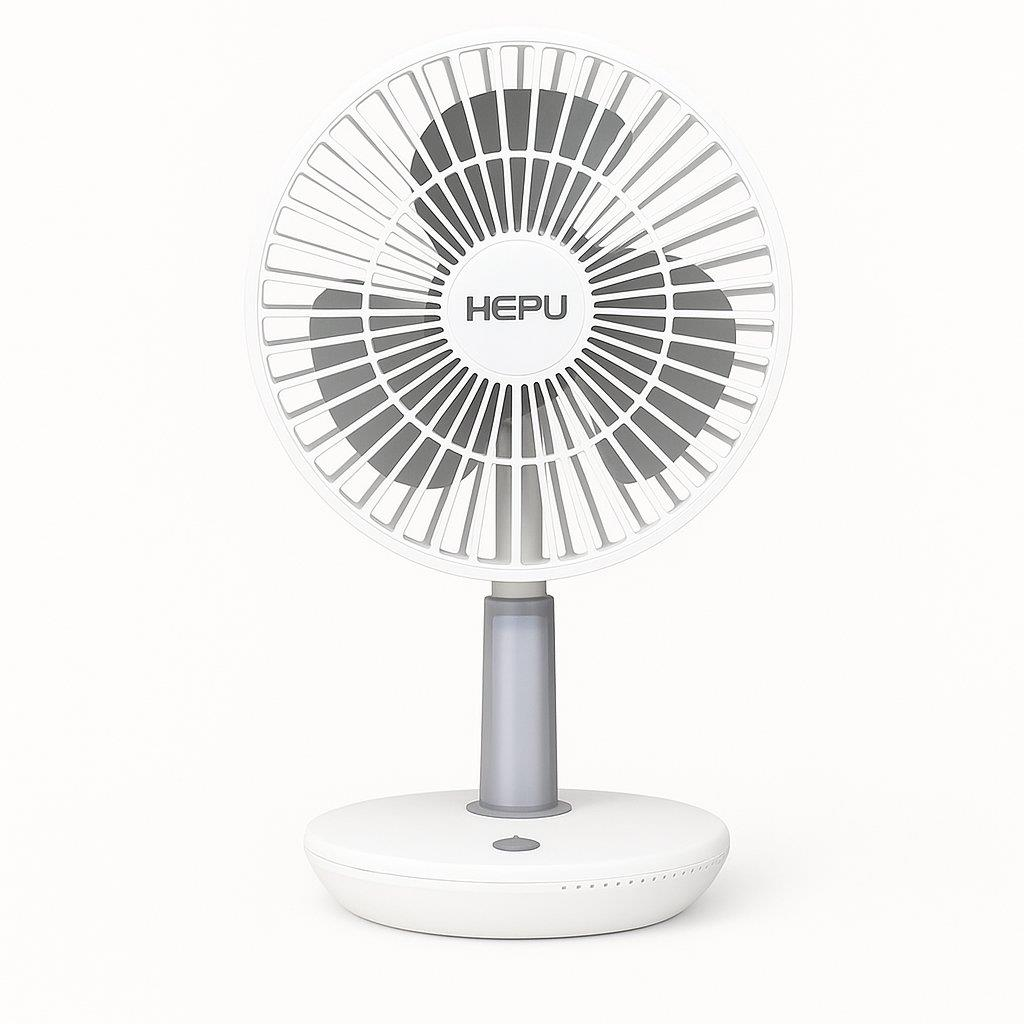 HEPU HP-F880 Masaüstü Işıklı Kablosuz Fan – 4000mAh (2x2000mAh) Batarya, LED Gece Lambası