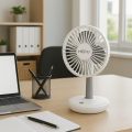 HEPU HP-F880 Masaüstü Işıklı Kablosuz Fan – 4000mAh (2x2000mAh) Batarya, LED Gece Lambası