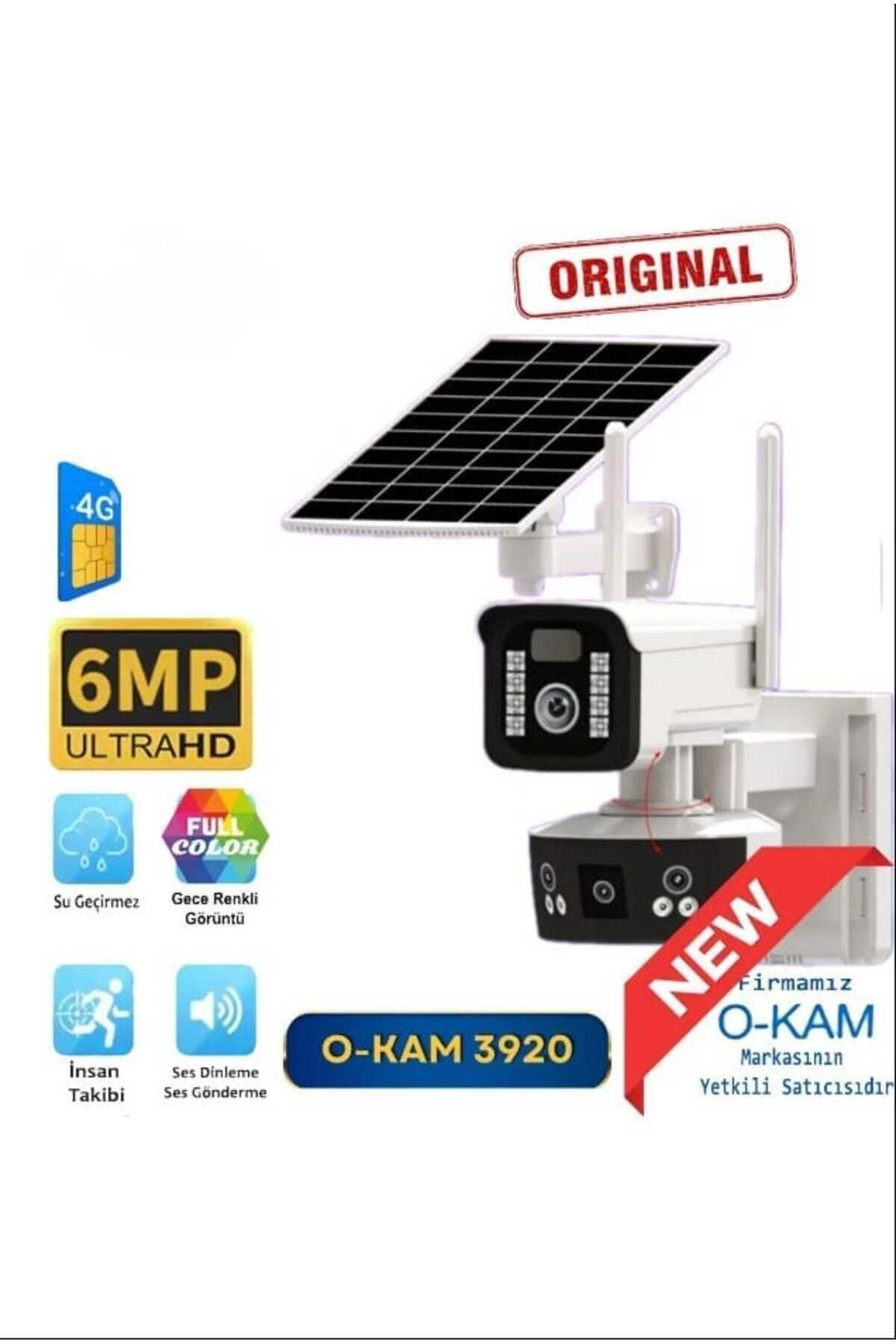 O-KAM 3920 4G SİM KARTLI Solar 6MP PTZ 2Lens 3 Görüntü IP Kamera