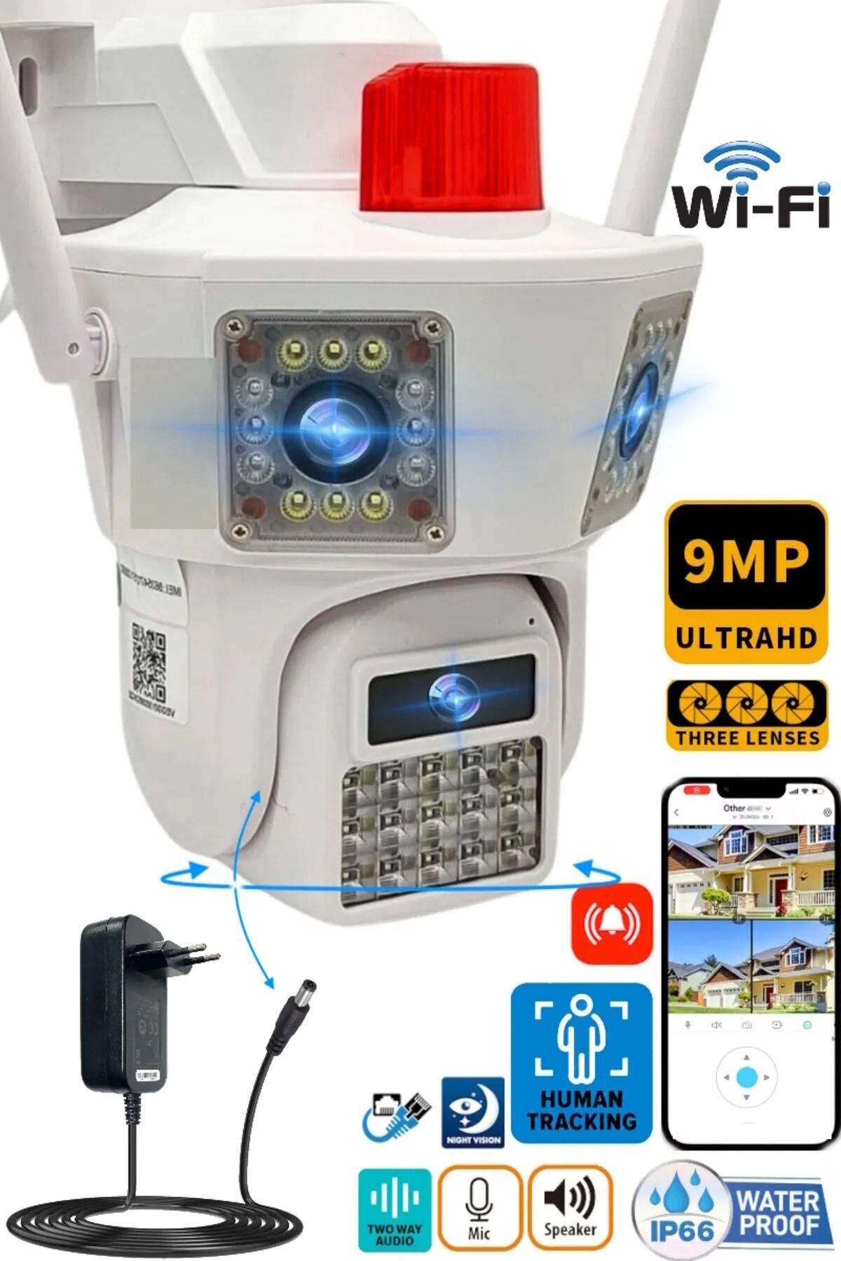 O-KAM 3033 6MP 3 Lens Wifi Kamera Köşeler Lens + 360Kamera 3+3+3MP