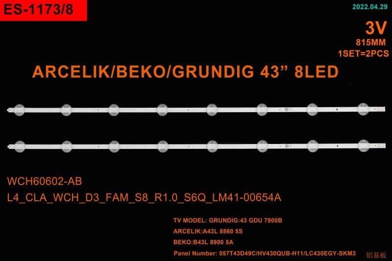 TV LED BAR 2409 TAKIM 2 Lİ-A43L8860-B43L 8860-43GCU7900B-43GCU7905A-43GCU7900W-ES-1173-WİN