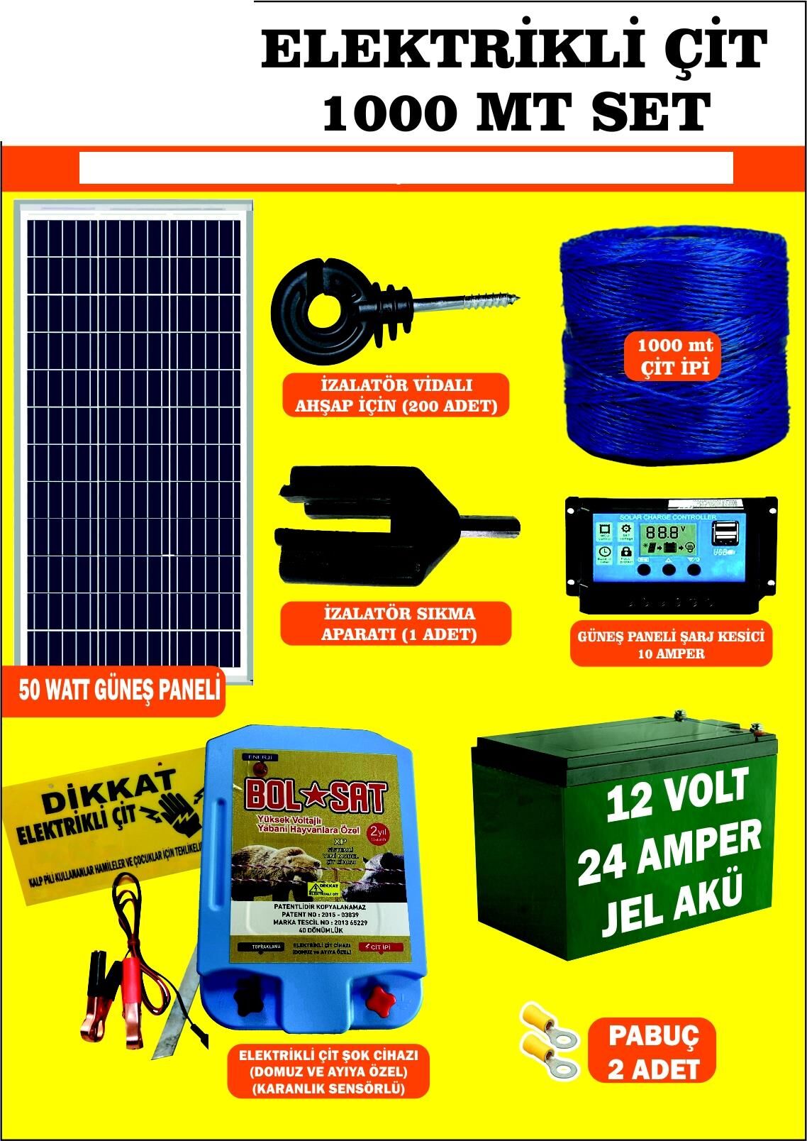 ELEKTRİKLİ ÇİT SETİ DOMUZ VE AYI 1000 MT LİK PAKET