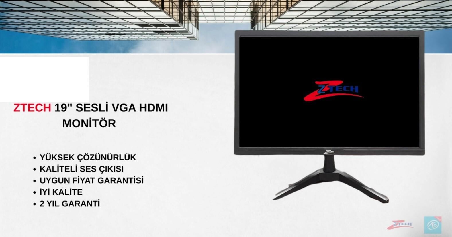 ZTECH ZR-MR19M 19'' HD+VGA+USB LED MONİTÖR