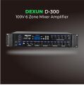 DEXUN D-300-USB+BT 2 MİKROFON+AUX GİRİŞLİ BAS TİZ 250 WATT 6 BÖLGELİ TRAFOLU ANFİ