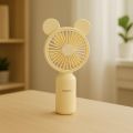 HEPU HP-F04 USB Şarjlı El Tipi Mini Fan – Ayıcık Kulak Figürlü, 3 Kademeli Rüzgar Seçeneği
