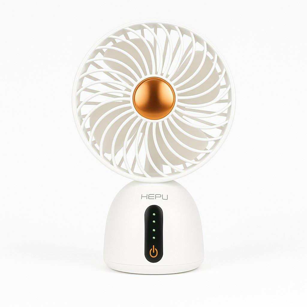 HEPU HP-F07 USB Şarjlı Sessiz Masaüstü Mini Fan – 360° Ayarlanabilir Gövde
