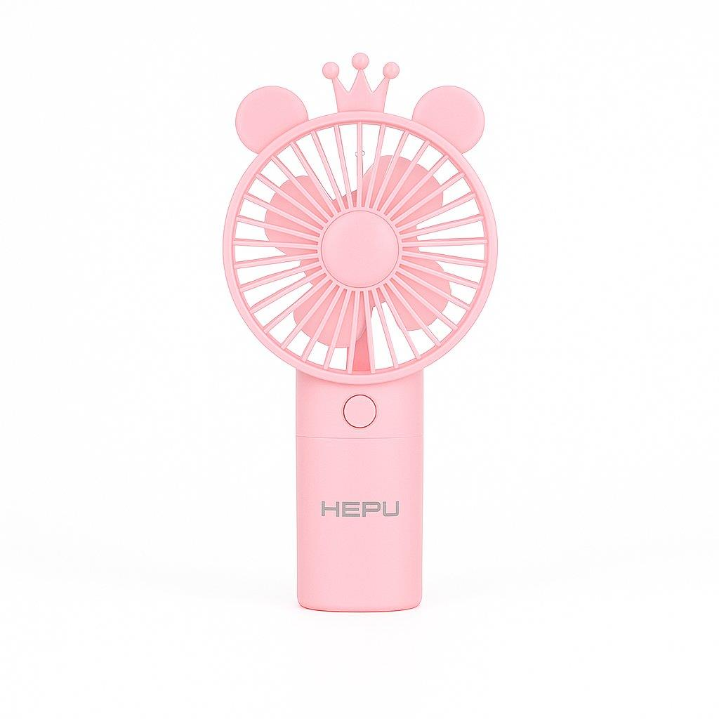 HEPU HP-F05 USB Şarjlı El Tipi Mini Fan – Taç Figürlü Sevimli Tasarım, Hafif ve Taşınabili