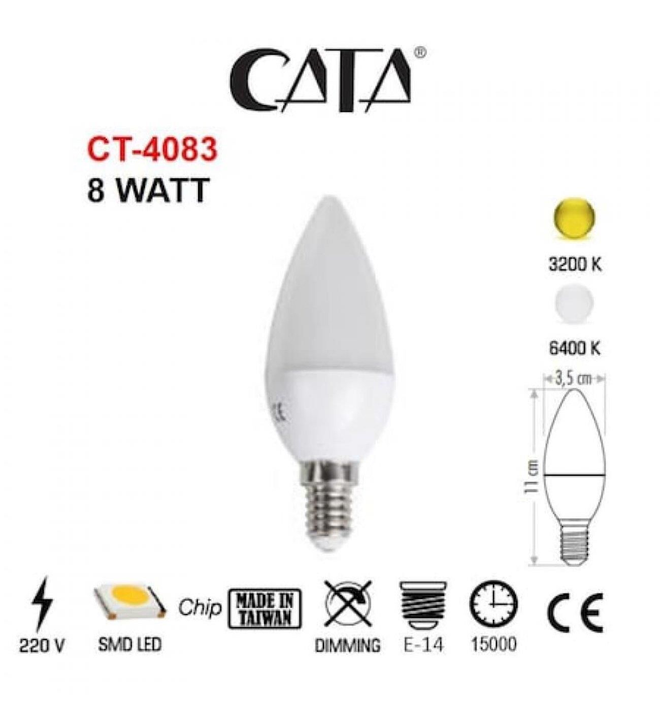 CATA CT-4083 8 WATT LED MUM AMPUL E14 GÜNIŞIĞI