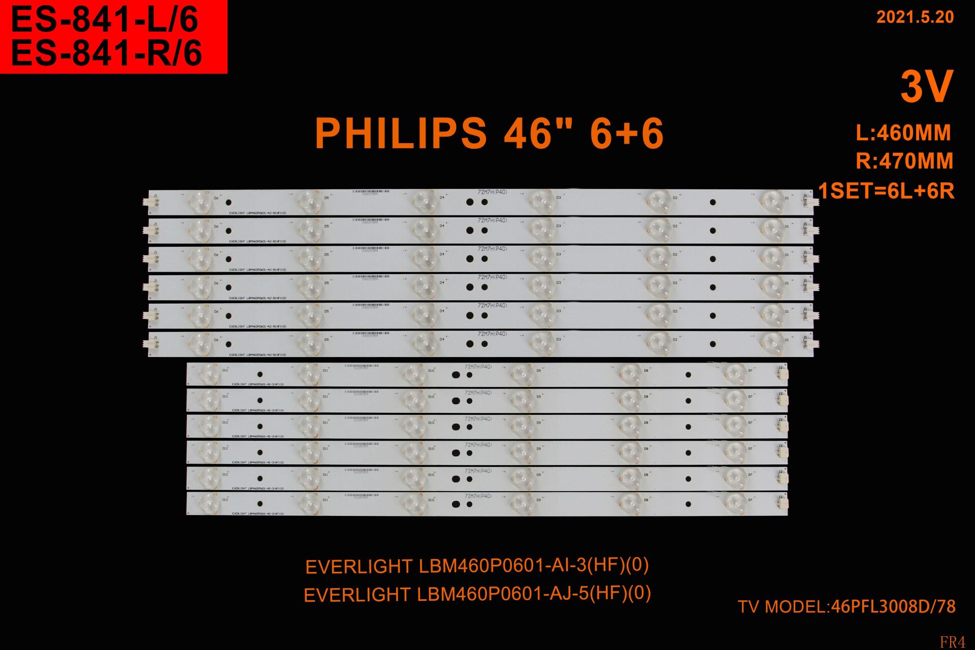 TV LED BAR 2381 TAKIM 12 Lİ-46PFL3108K-BM460P0601-ES841-WİNKEL