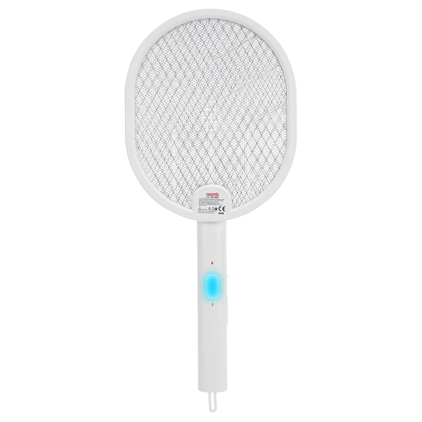 Asonic AS-A26 Beyaz 1200mAh 3000V Çıkış UV Işıklı Şarjli Katlanabilir Askılı Raket Sinek