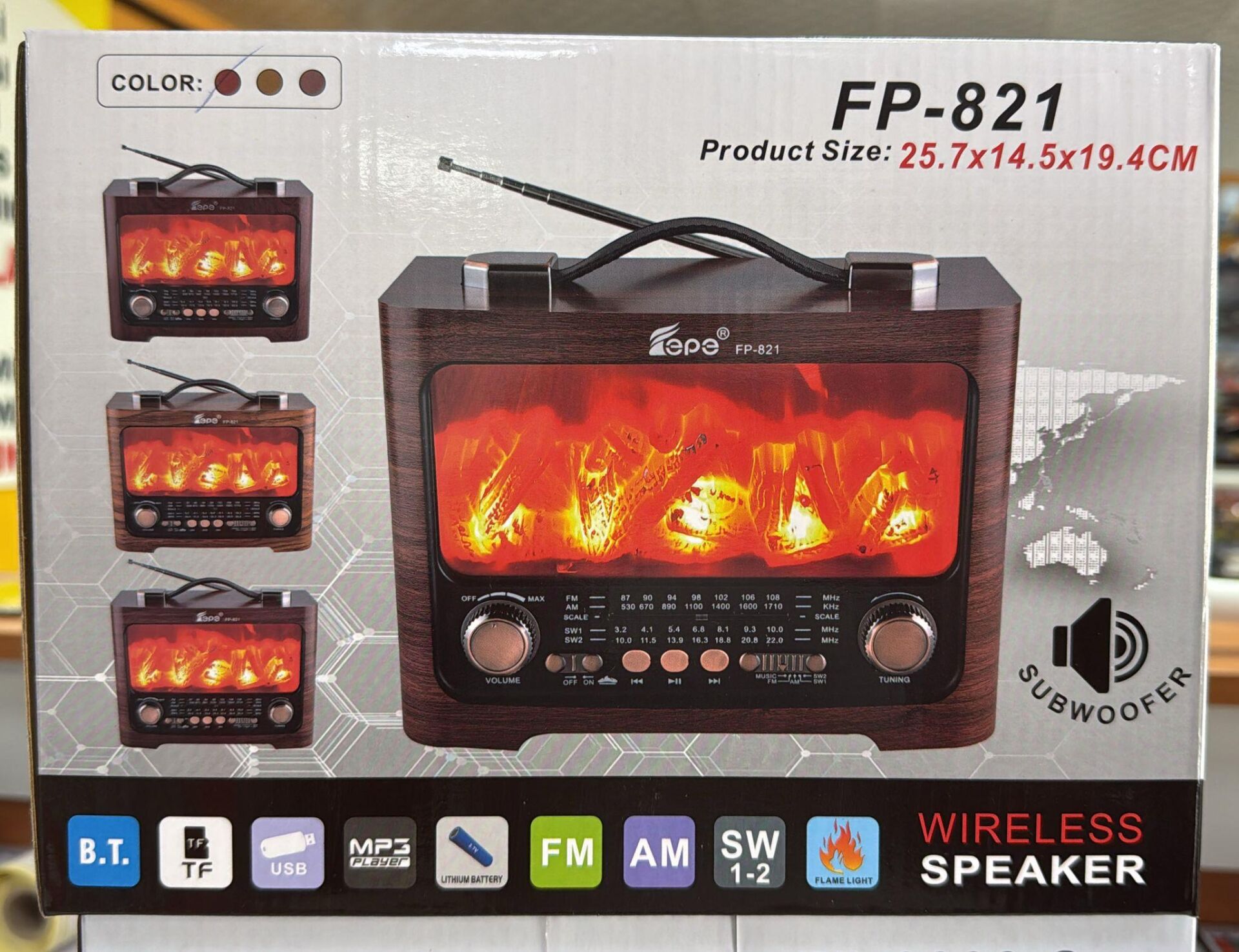 KNSTAR FP-821 ŞÖMİNELİ BLUETOOTH USB NOSTALJİK RADYO