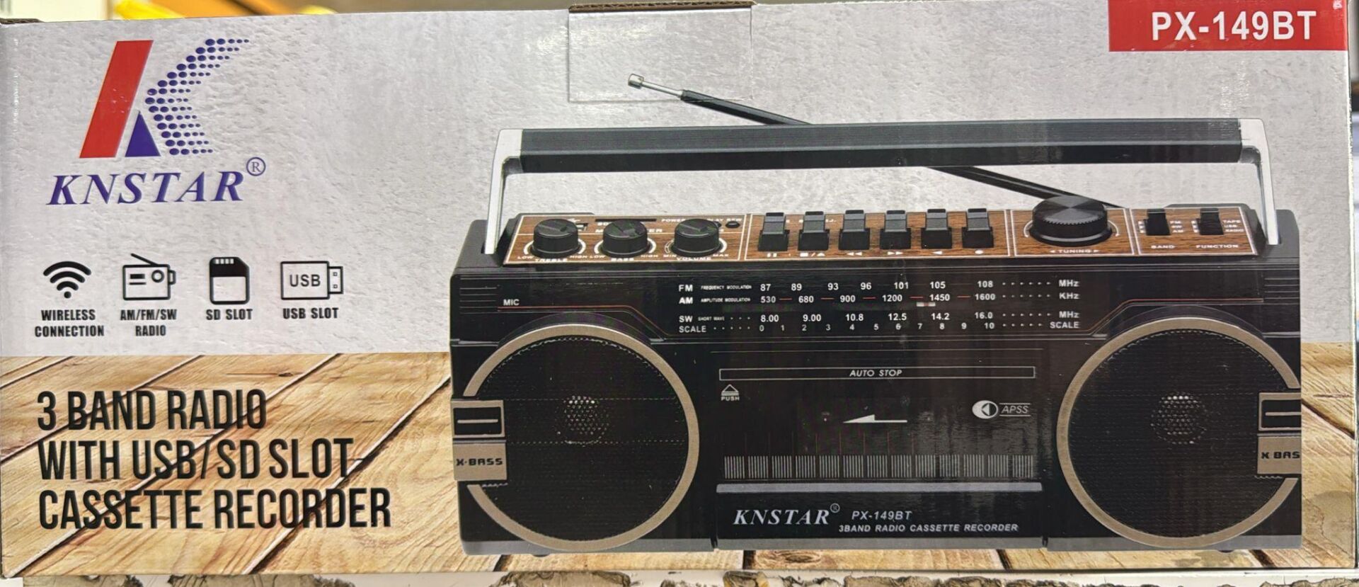 KNSTAR PX-149BT BLUETOOTH USB KASETLİ NOSTALJİK RADYOLU TEYP