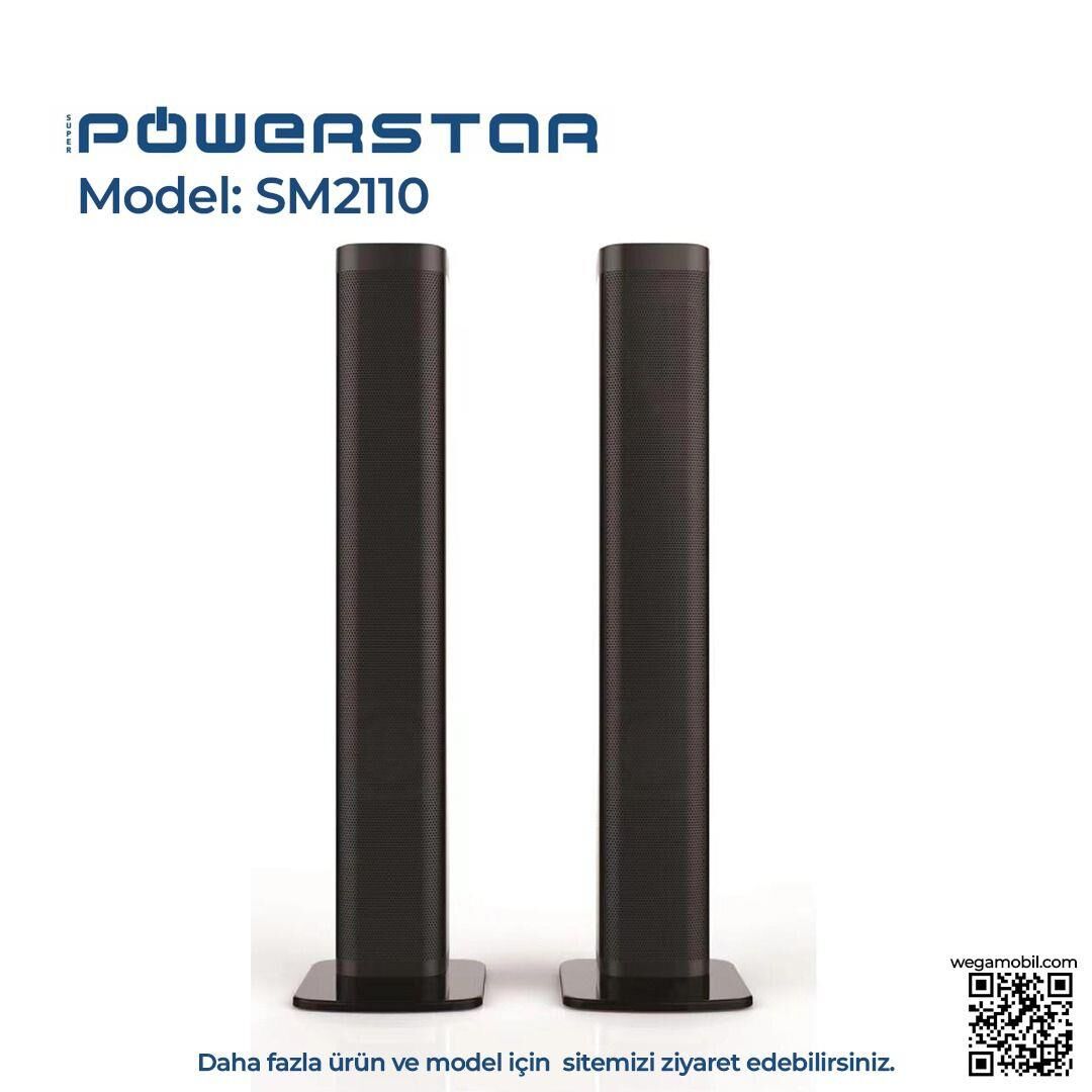 MÜZİK KUTUSU POWERSTAR SM-2110 KULE 2'Lİ BLUETOOTH - USB - HAFIZA KARTI